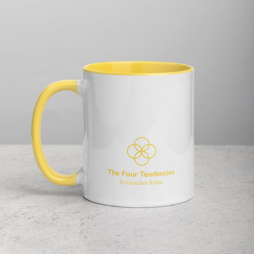 The Four Tendencies Yellow and White “Questioner” Mug