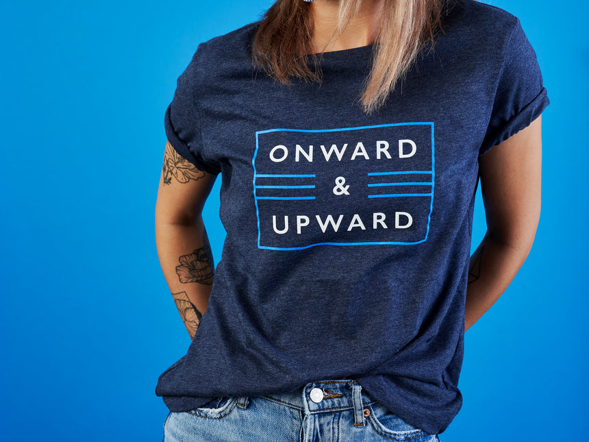 “Onward & Upward” Women’s T-Shirt – Heather Navy